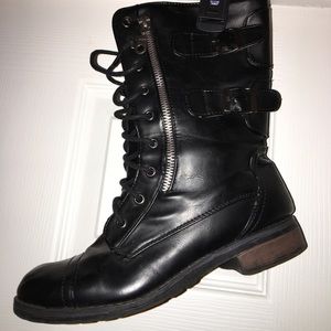 Black combat boots